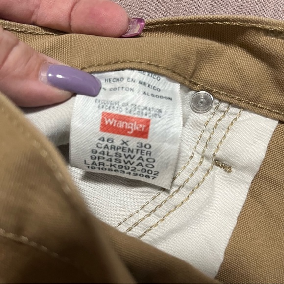 Wrangler Men's Khaki Carpenter Work Pants Size 46 Big and Tall Durable GUC - Picture 7 of 7